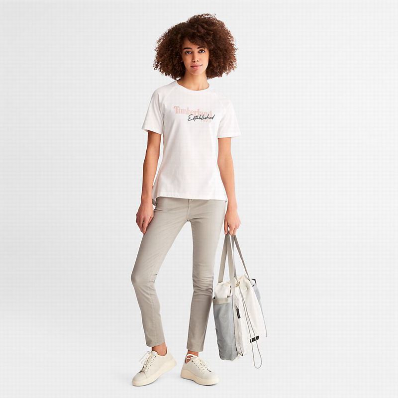 Timberland Raglan-sleeve Logo Majice Bijele | 51437380