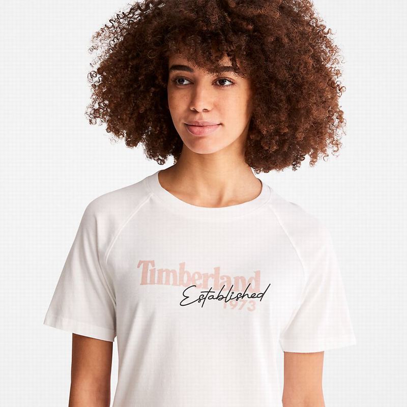 Timberland Raglan-sleeve Logo Majice Bijele | 51437380