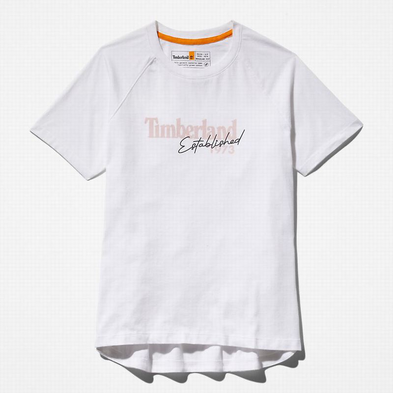 Timberland Raglan-sleeve Logo Majice Bijele | 51437380