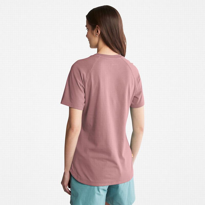 Timberland Raglan-sleeve Logo Majice Roze | 26041350