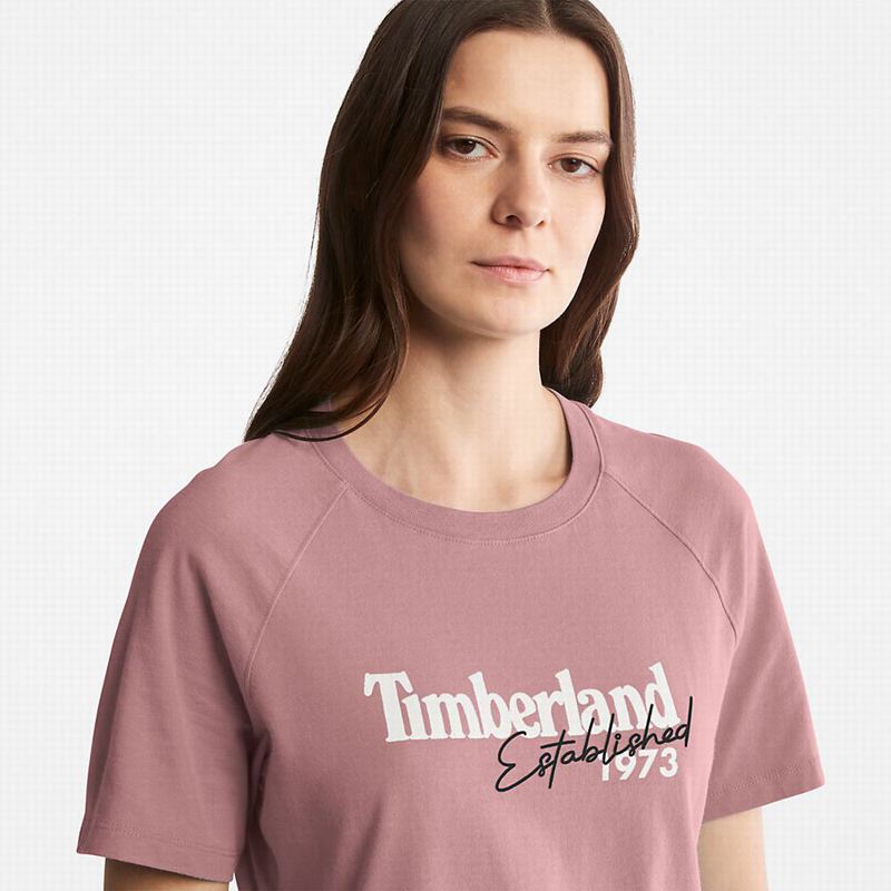 Timberland Raglan-sleeve Logo Majice Roze | 26041350