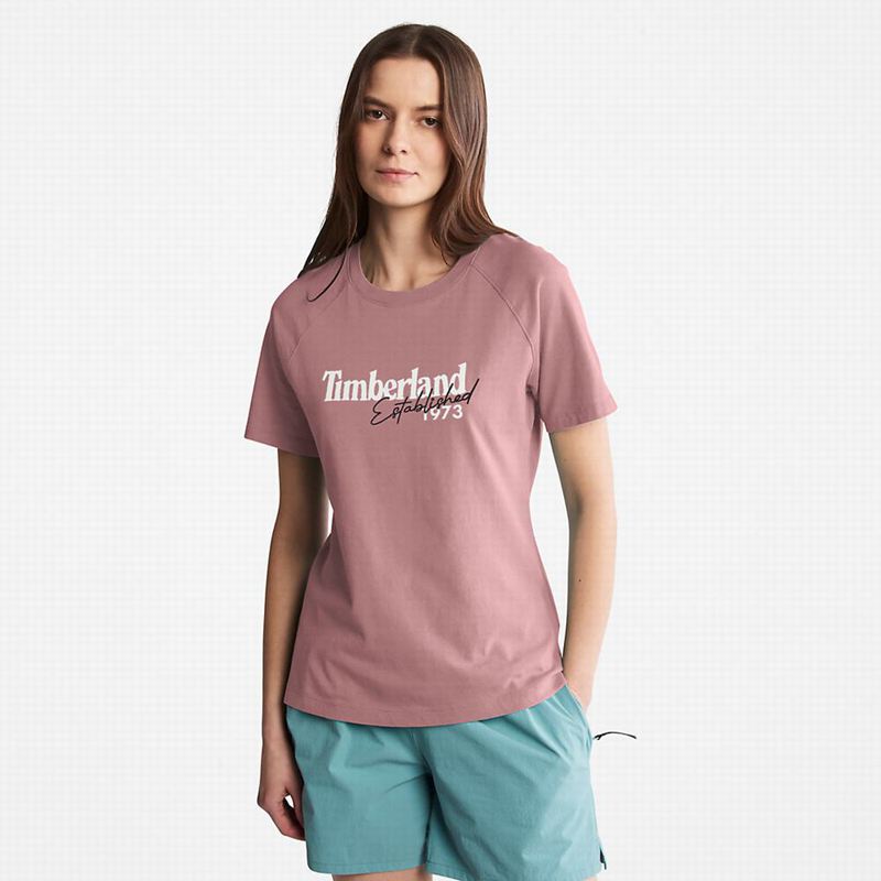 Timberland Raglan-sleeve Logo Majice Roze | 26041350