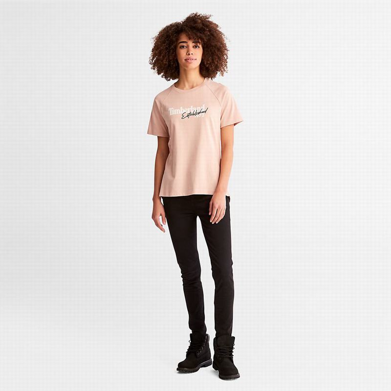 Timberland Raglan-sleeve Logo Majice Roze | 60058204