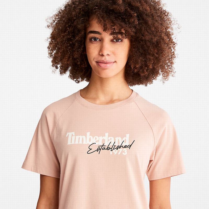 Timberland Raglan-sleeve Logo Majice Roze | 60058204