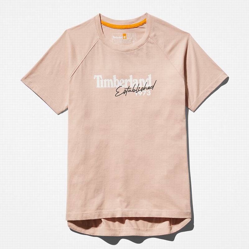 Timberland Raglan-sleeve Logo Majice Roze | 60058204