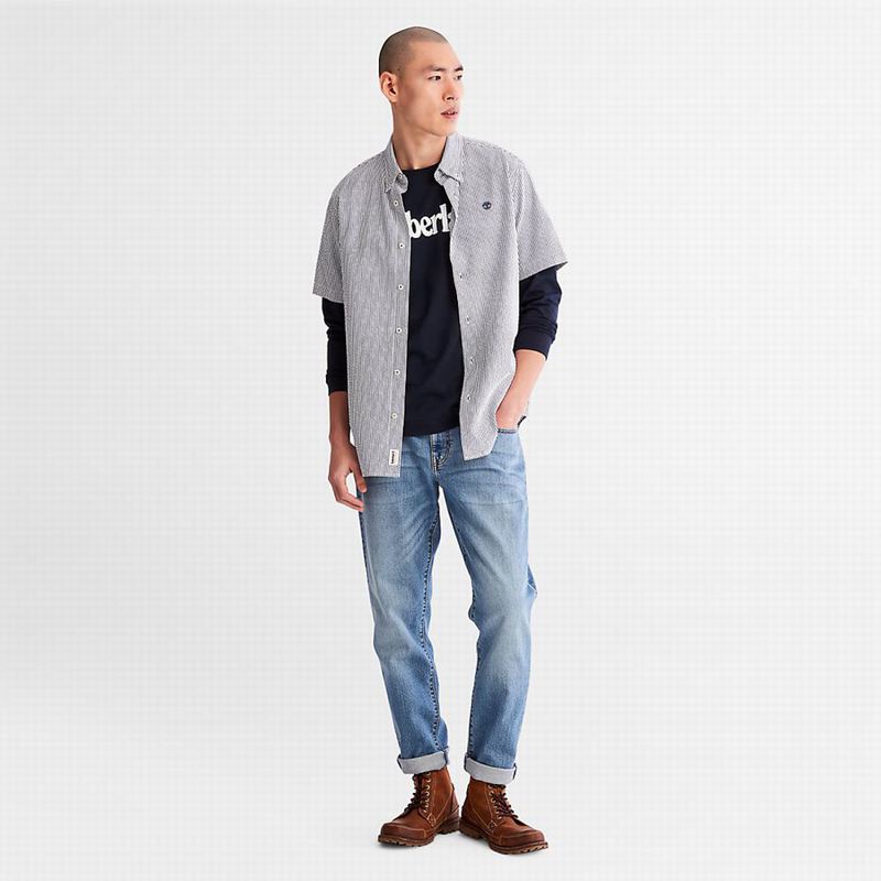 Timberland SS Seersucker Košulje Plave | 59860655