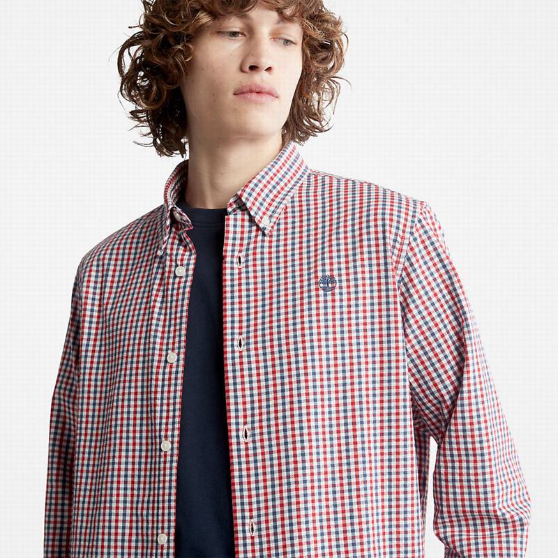 Timberland Seersucker Gingham Košulje Plave | 98482495