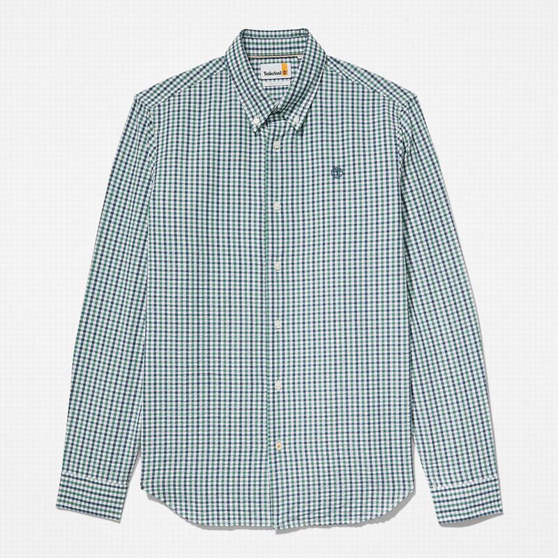 Timberland Seersucker Gingham Košulje Tirkizne | 75766597