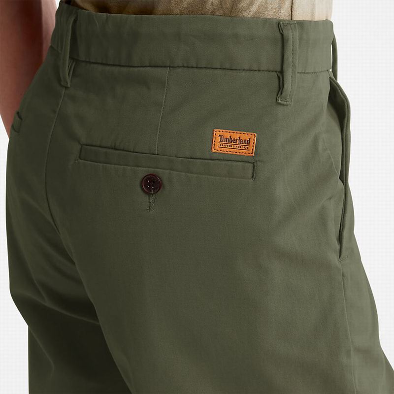 Timberland Squam Lake Stretch Chino Kratke Hlače Maslinasto Zelene | 65195623