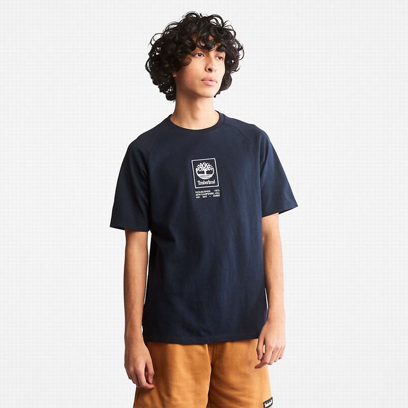 Timberland Stack Logo Majice Tamnoplave | 21927744