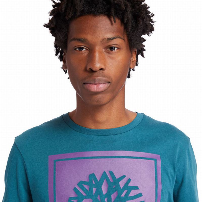 Timberland Stack Logo Majice Tirkizne | 89742744