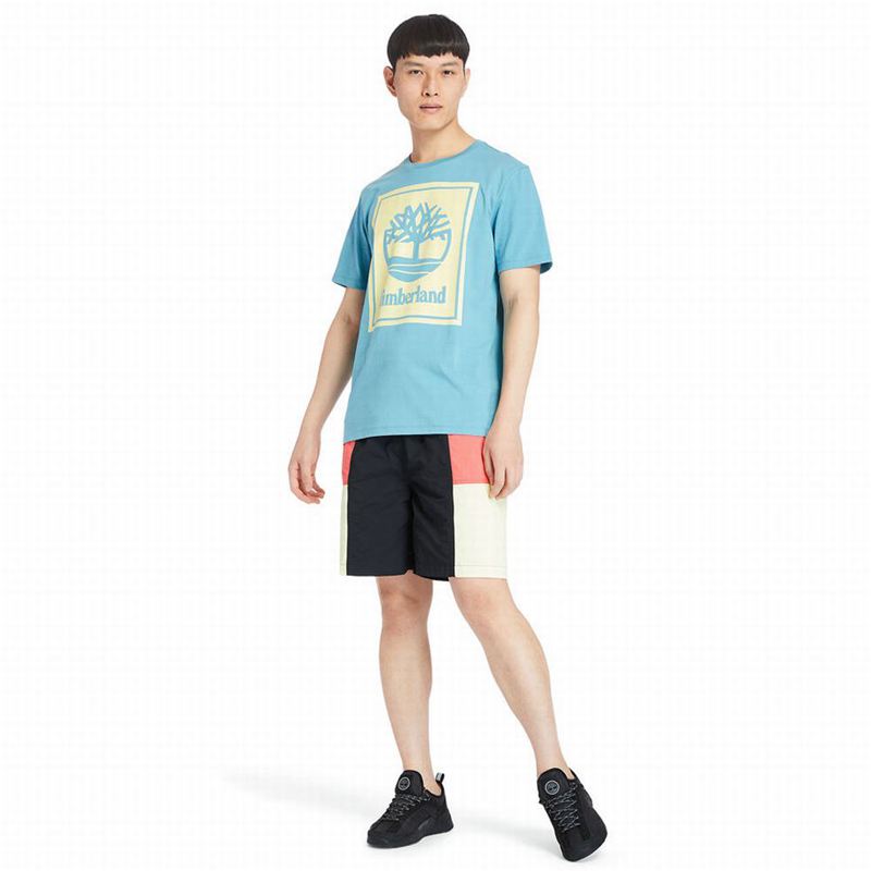 Timberland Stack Logo Majice Tirkizne | 92307106