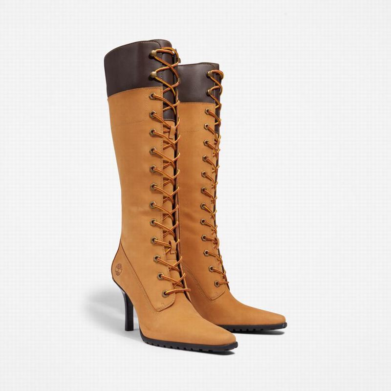 Timberland Tall Lace Visoke Čizme Žute | 67688330