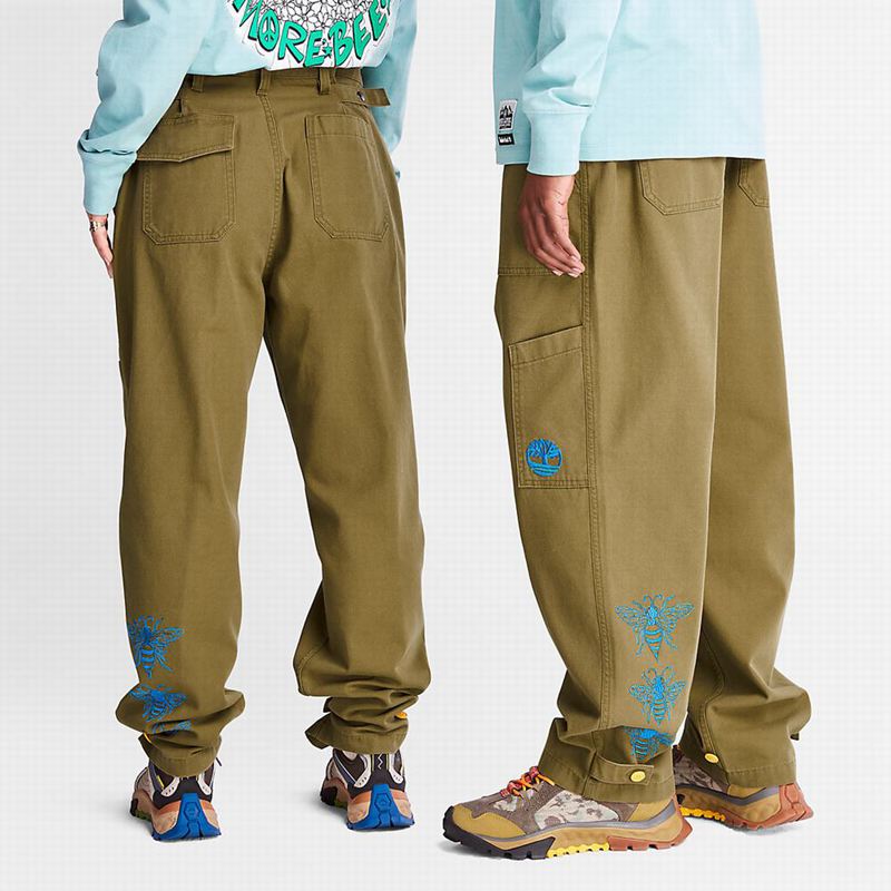Timberland Wide-leg Bottoms Hlače Maslinasto Zelene | 73043237