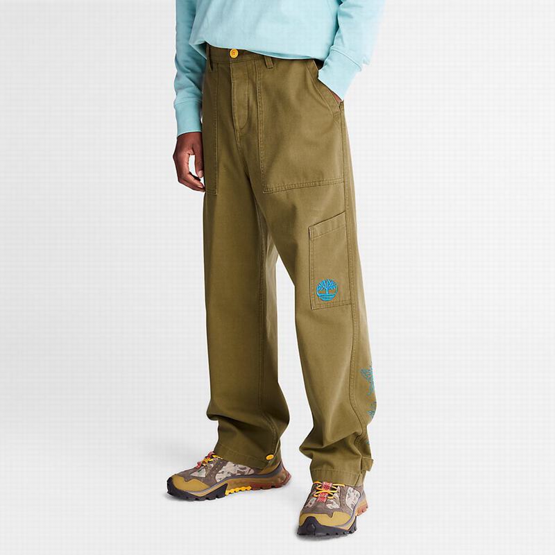 Timberland Wide-leg Bottoms Hlače Maslinasto Zelene | 73043237