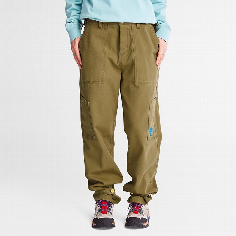 Timberland Wide-leg Bottoms Hlače Maslinasto Zelene | 73043237