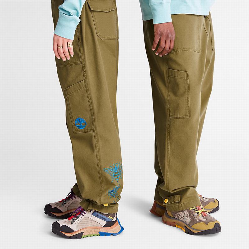 Timberland Wide-leg Bottoms Hlače Maslinasto Zelene | 73043237