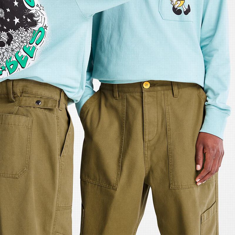 Timberland Wide-leg Bottoms Hlače Maslinasto Zelene | 73043237