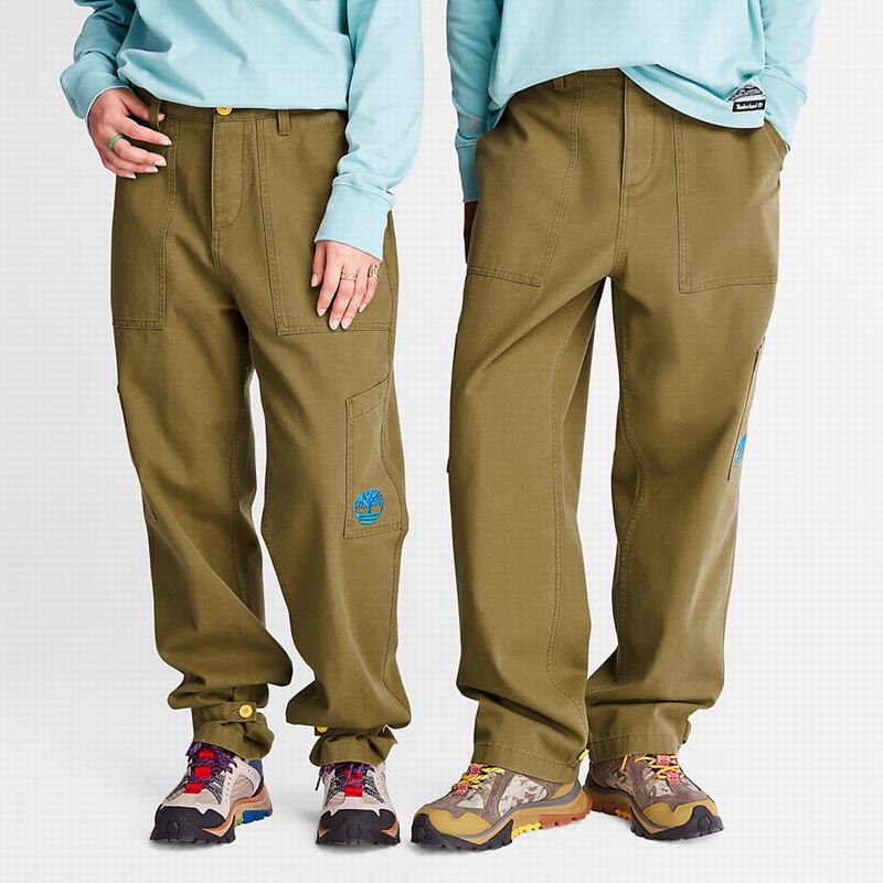 Timberland Wide-leg Bottoms Hlače Maslinasto Zelene | 73043237