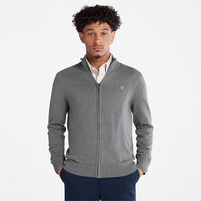 Timberland Williams River Organic Cotton Zip Džemperi Sive | 99477284