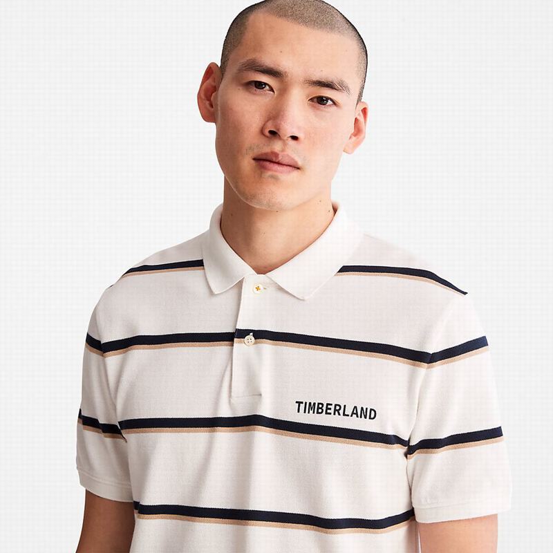 Timberland Zealand River Prugasta Polo Majice Bijele | 22032510
