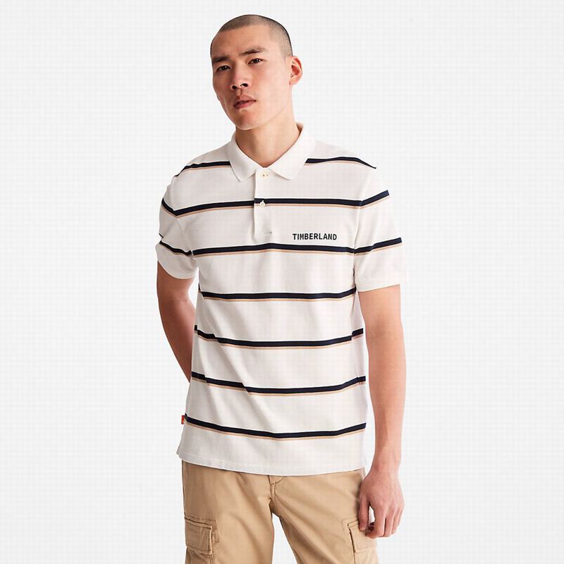 Timberland Zealand River Prugasta Polo Majice Bijele | 22032510