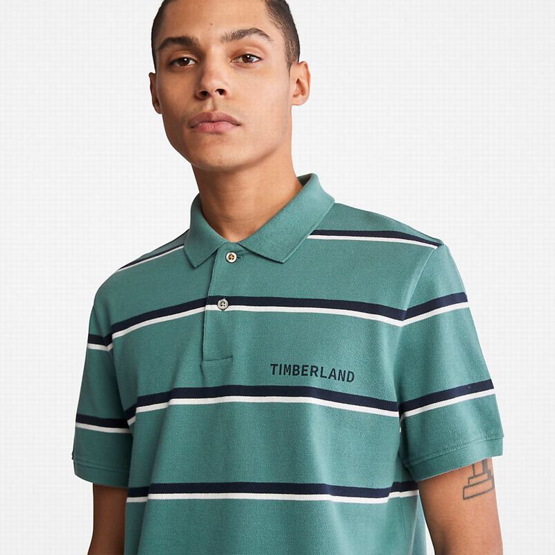 Timberland Zealand River Prugasta Polo Majice Tirkizne | 37917682