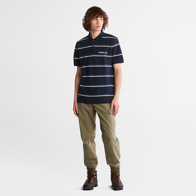 Timberland Zealand River Prugasta Polo Majice Tamnoplave | 86504783