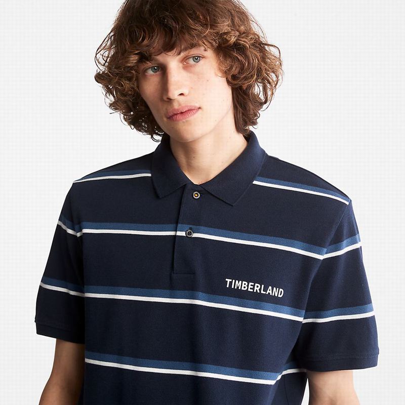 Timberland Zealand River Prugasta Polo Majice Tamnoplave | 86504783