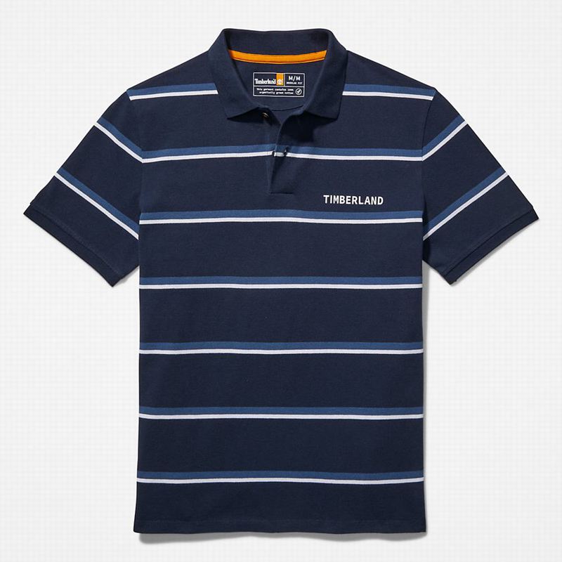 Timberland Zealand River Prugasta Polo Majice Tamnoplave | 86504783