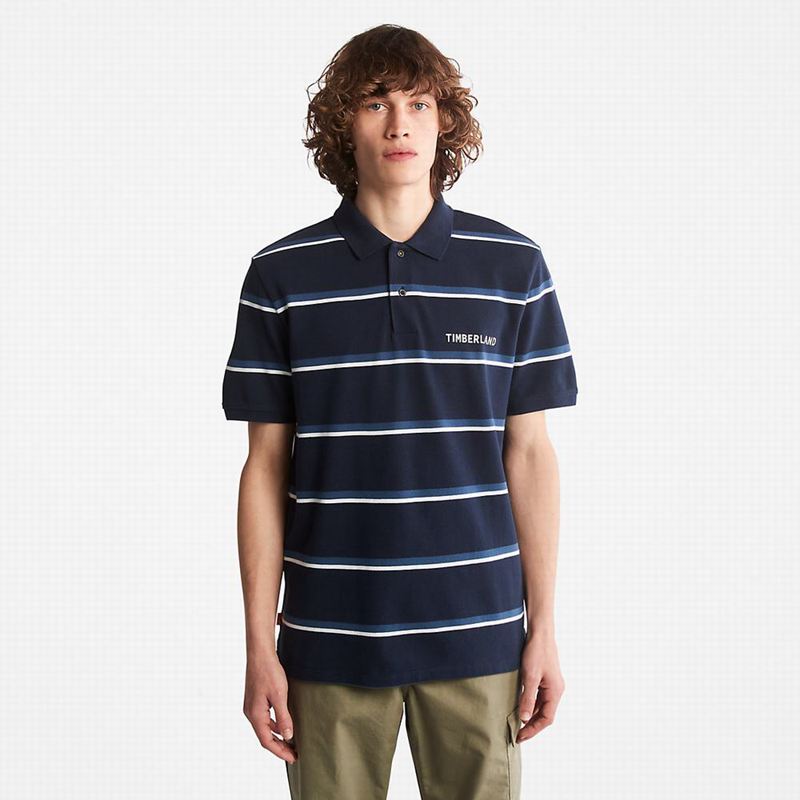 Timberland Zealand River Prugasta Polo Majice Tamnoplave | 86504783