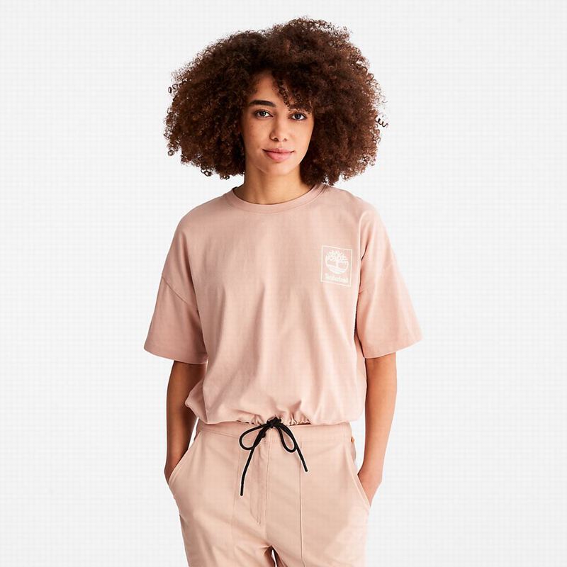 Timberland All Gender Heavyweight Logo Majice Roze | 40443943