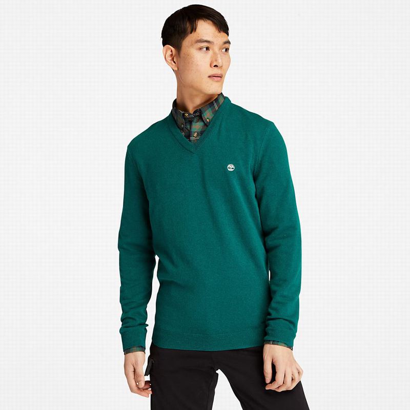 Timberland Cohas Brook V-Neck Džemperi Maslinasto Zelene | 14228534