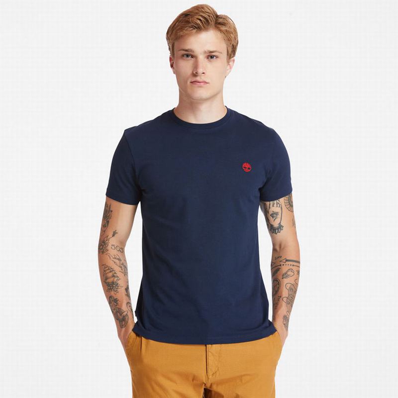 Timberland Cotton Logo Majice Plave | 92974461