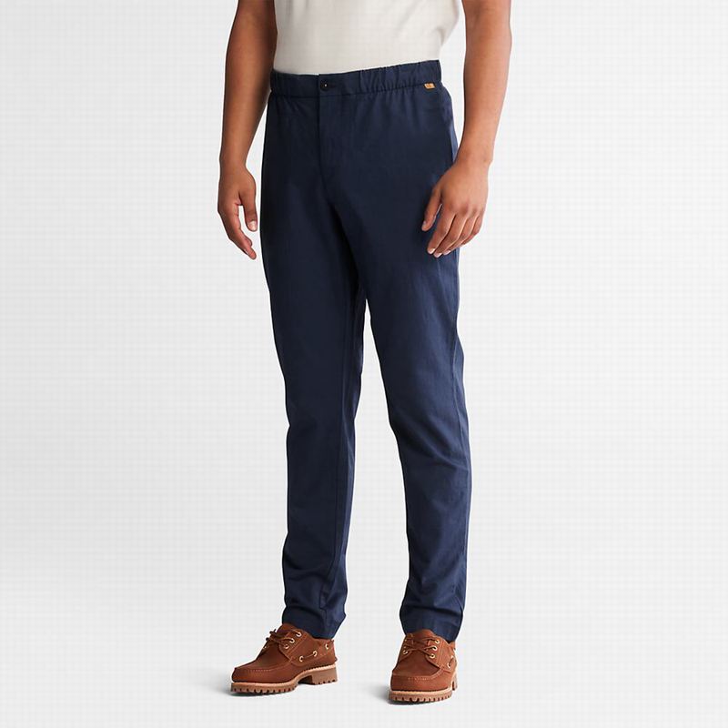 Timberland Cotton and Linen-Blend Jogger Hlače Tamnoplave | 31196340