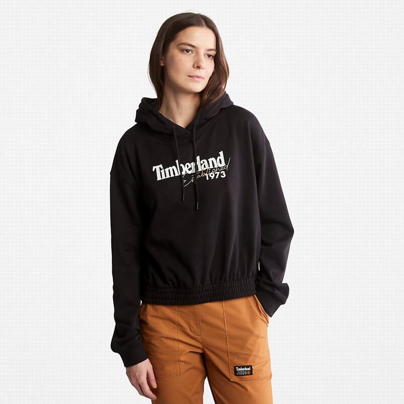 Timberland Established 1973 Logo Majica S Kapuljačom Crne | 13741121