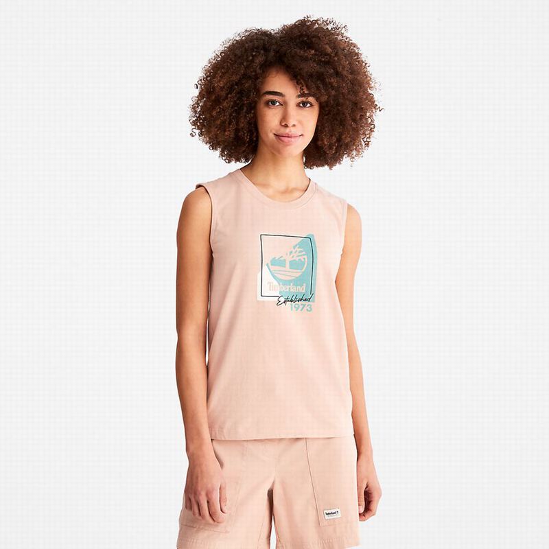 Timberland Kennebec River Tree Logo Majice Roze | 33925261