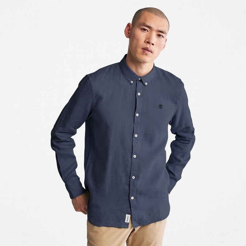 Timberland Mill River LS Linen Košulje Tamnoplave | 77887024