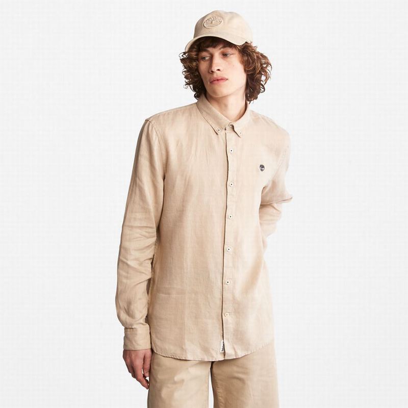 Timberland Mill River Slim-Fit Linen Košulje Bež | 25009423