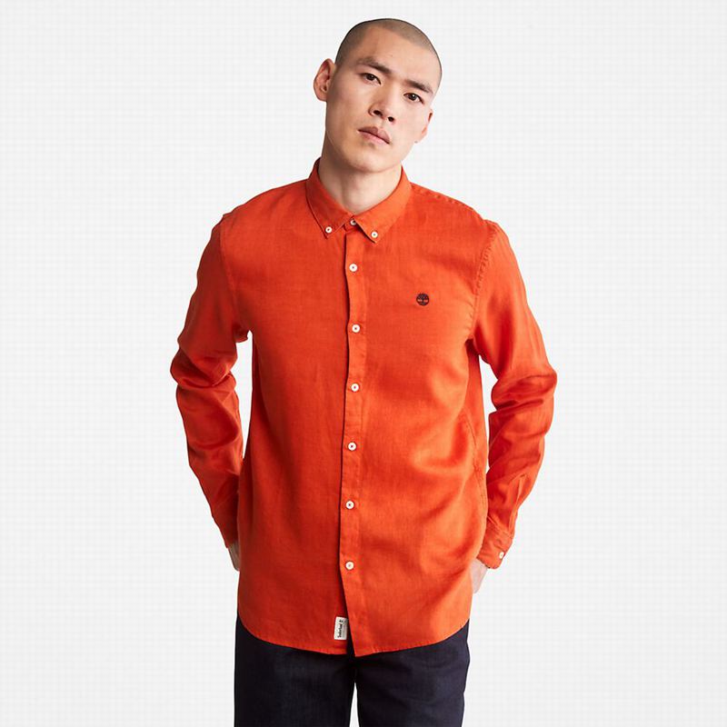 Timberland Mill River Slim-Fit Linen Košulje Narančaste | 32625964