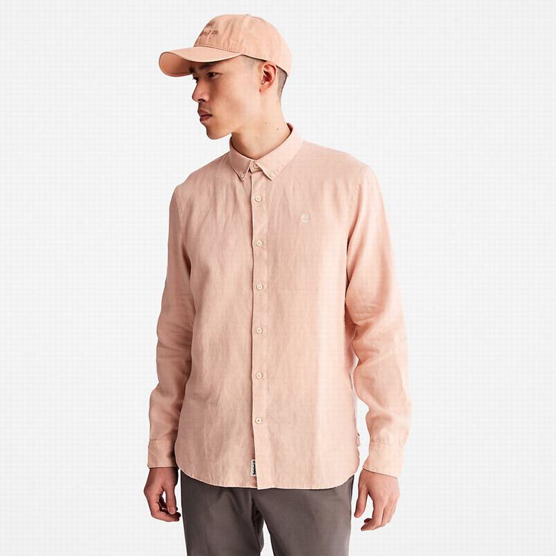 Timberland Mill River Slim-Fit Linen Košulje Roze | 78560037