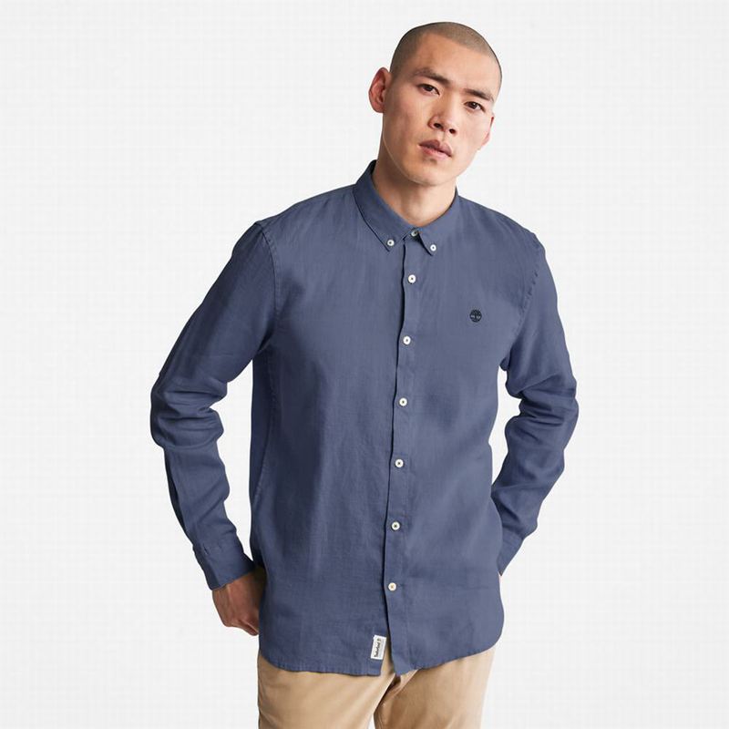 Timberland Mill River Slim-Fit Linen Košulje Tamnoplave | 98485231