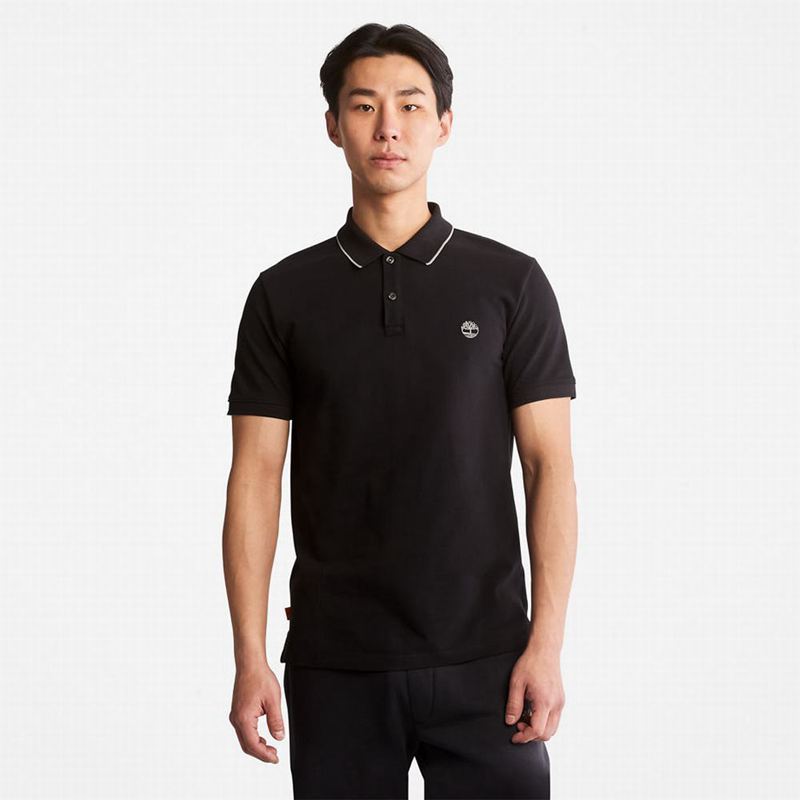 Timberland Millers River Print-Collar Polo Majice Crne | 77455339