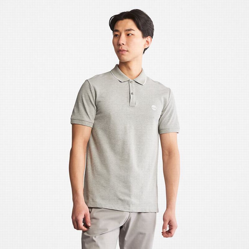 Timberland Millers River Print-Collar Polo Majice Sive | 97609817