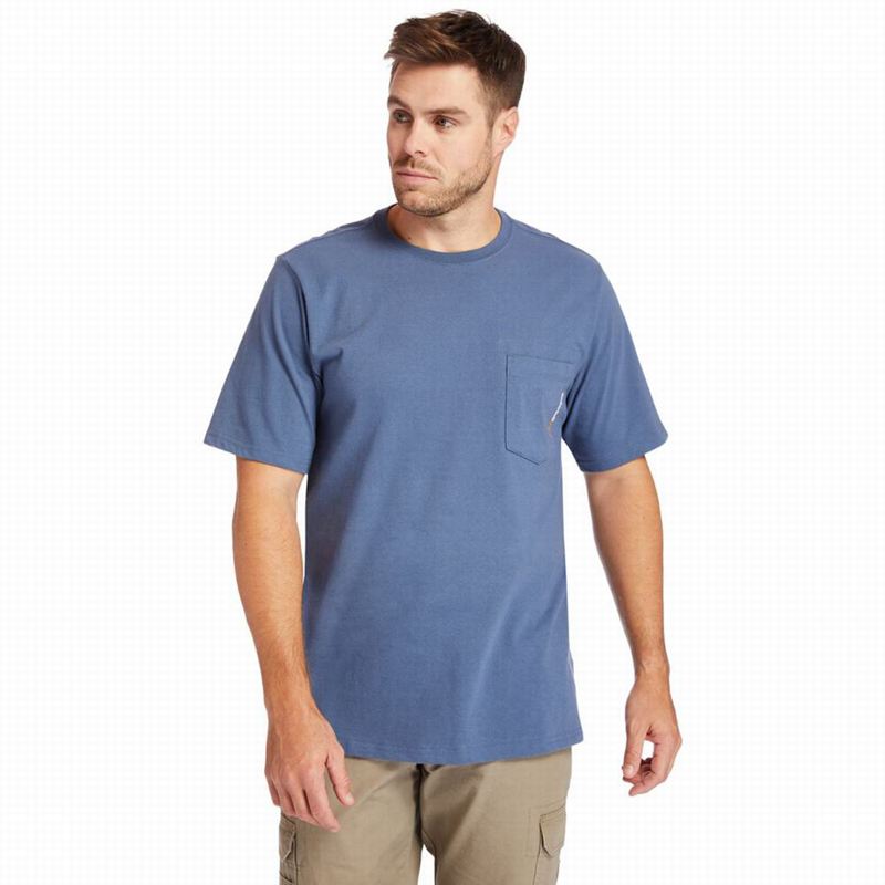 Timberland PRO Base Plate Blended Short-Sleeve Majice Indigo | 21767539