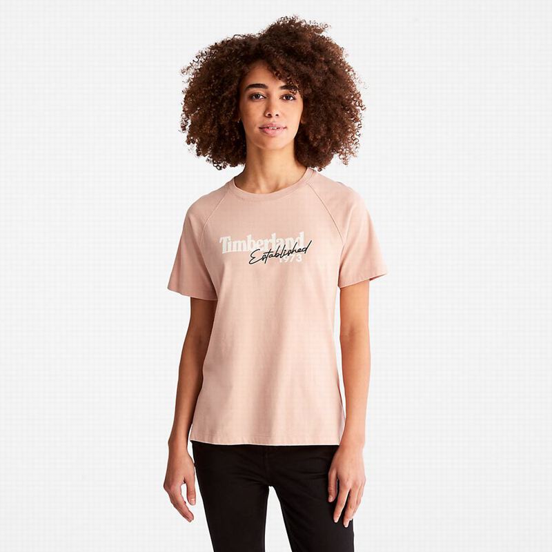 Timberland Raglan-sleeve Logo Majice Roze | 60058204