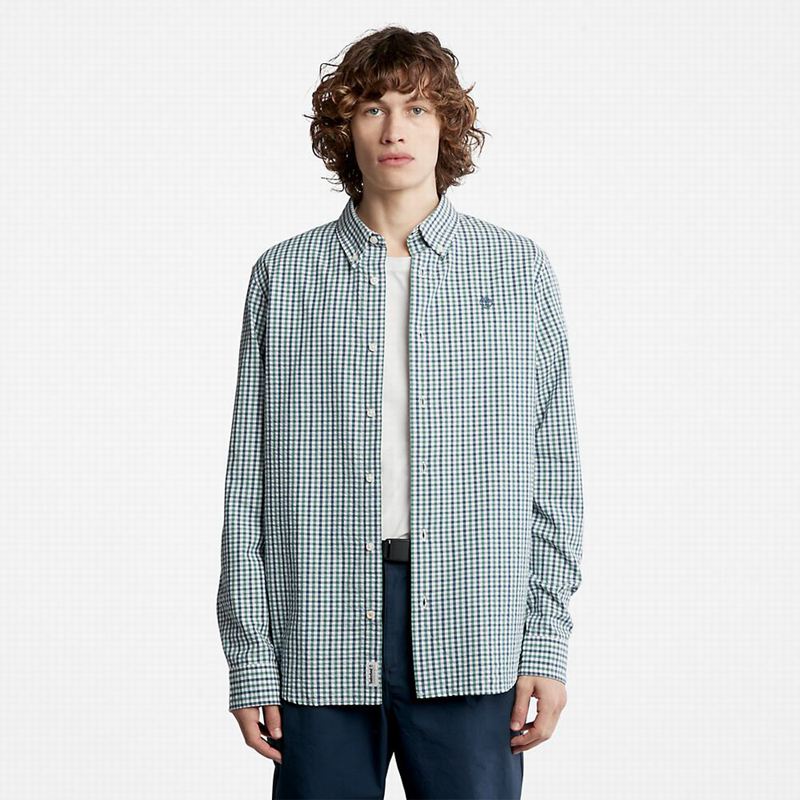 Timberland Seersucker Gingham Košulje Tirkizne | 75766597