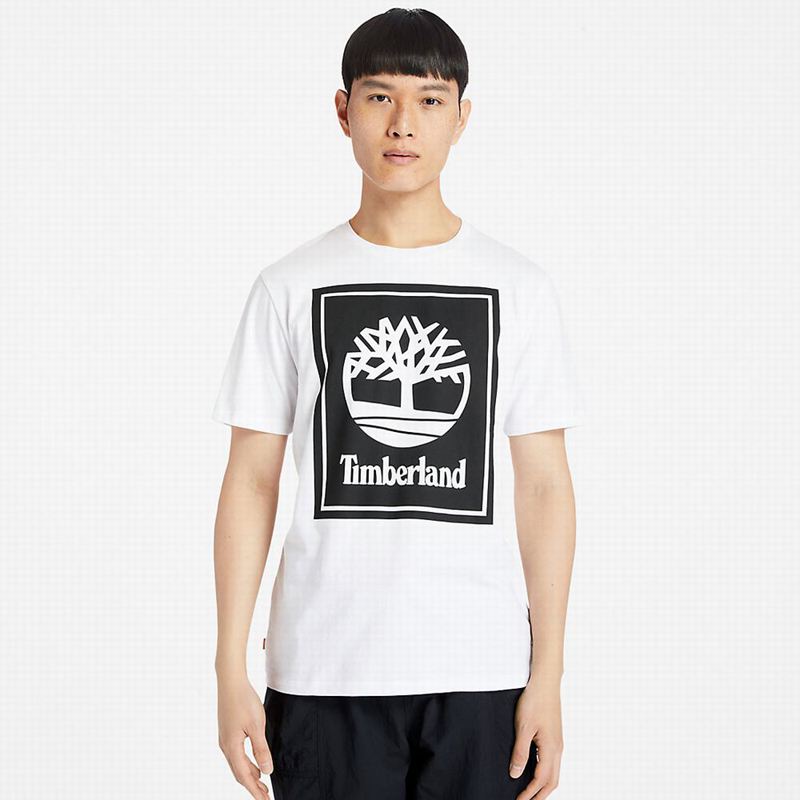 Timberland Stack Logo Majice Bijele | 74488973