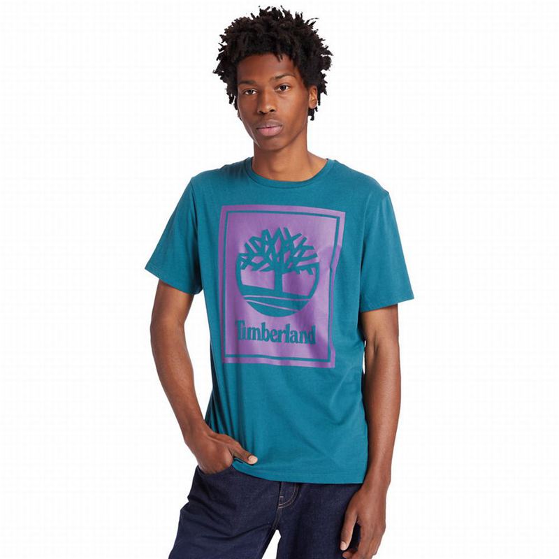 Timberland Stack Logo Majice Tirkizne | 45077057
